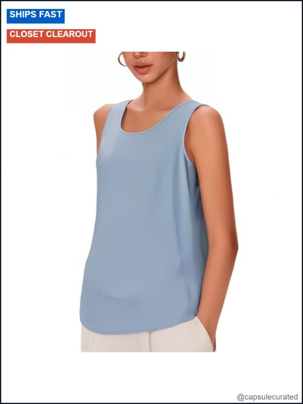 Sleeveless Silky Camisole Top - Loose Fit Satin Slip Shirt for Summer